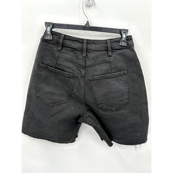 FREE PEOPLE NWT Black Denim Raw Hem Cut Off Shorts // 26 - Picture 5 of 7